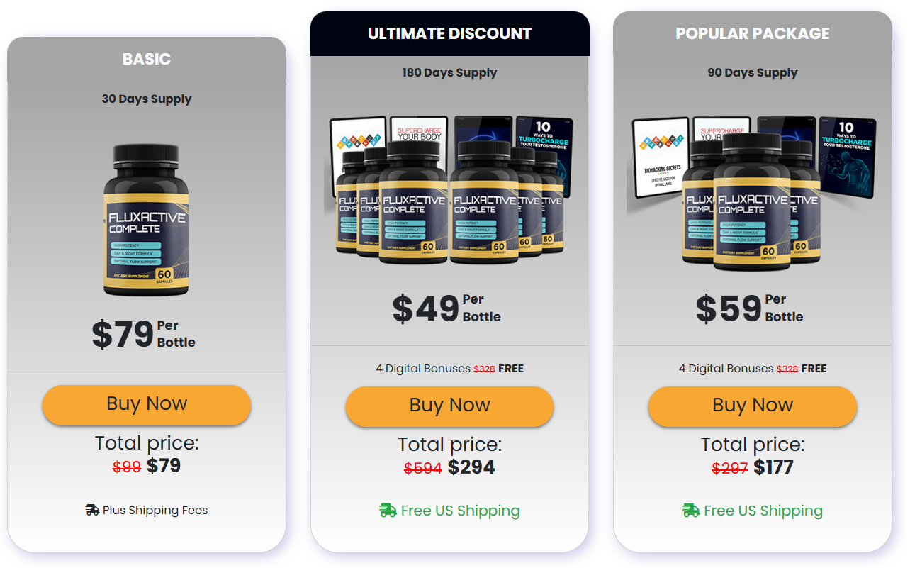 FluxActive order page and pricing options